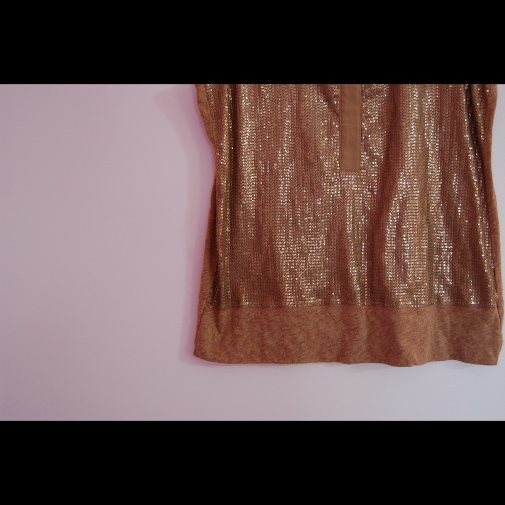 J Crew Sequin Henley Shell Tank Top Gold - Picture 8 of 8